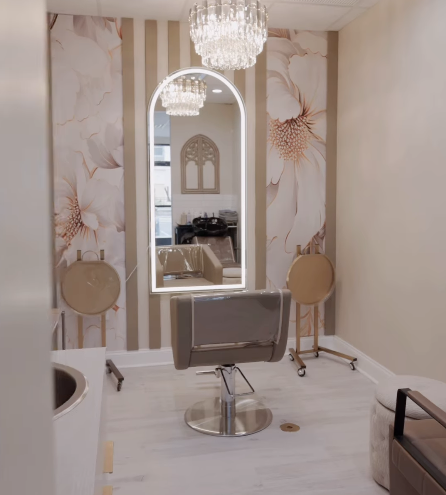 Modern customizable salon suites designed for beauty professionals, showcasing sleek workspace design that promotes creativity, comfort, and business growth.